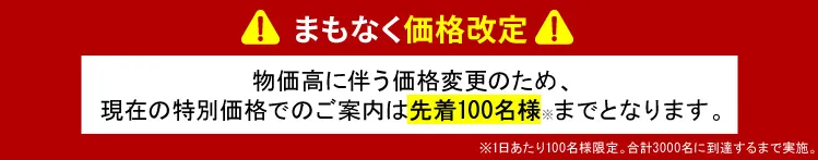 まもなく価格改定